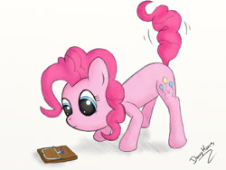 Size: 2268x1701 | Tagged: safe, artist:dennyhooves, character:pinkie pie, candy, female, mousetrap, solo, tail wag