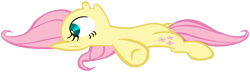 Size: 7999x2387 | Tagged: safe, artist:mmdfantage, character:fluttershy, absurd resolution, on back, simple background, smile hd, transparent background, vector