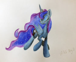 Size: 800x648 | Tagged: safe, artist:frozenpyro71, character:princess luna, newbie artist training grounds, dancing, female, solo, traditional art, watercolor painting