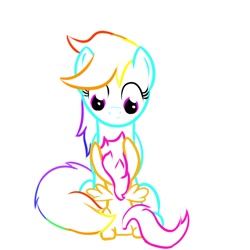Size: 1024x1024 | Tagged: safe, artist:living_dead, character:rainbow dash, character:scootaloo, outline, scootalove