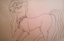 Size: 3048x1936 | Tagged: safe, artist:andrew.a., character:amira, g4, monochrome, saddle arabian, solo