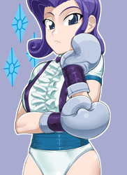 Size: 864x1185 | Tagged: safe, artist:pugilismx, character:rarity, species:human, boxing, clothing, female, foxy boxing, humanized, leotard, panties, solo, underwear, white underwear