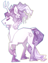 Size: 511x672 | Tagged: safe, artist:captivelegacy, character:tree of harmony, oc, oc only, oc:harmony (heilos), species:classical unicorn, cloven hooves, flower in hair, leonine tail, ponified, solo, tree of harmony, unshorn fetlocks