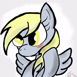Size: 4000x4000 | Tagged: safe, artist:wonder-waffle, character:derpy hooves, species:pegasus, species:pony, blushing, female, mare, smiling, solo