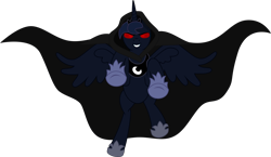Size: 7300x4230 | Tagged: safe, artist:sir-teutonic-knight, character:princess luna, absurd resolution, cape, clothing, female, glowing eyes, nightmare luna, red eyes, simple background, solo, transparent background, vector