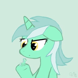 Size: 2300x2300 | Tagged: safe, artist:wonder-waffle, character:lyra heartstrings, female, gray background, high res, simple background, solo, toy, unamused