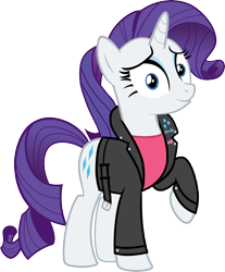 Size: 3372x4071 | Tagged: safe, artist:datnaro, artist:nickman983, artist:sebisscout1997, edit, character:rarity, 1950s, 50's fashion, clothing, greaser, jacket, leather jacket, ponytail, simple background, transparent background, tunnel snakes, tunnel snakes rule, vector