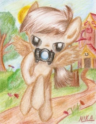 Size: 947x1222 | Tagged: safe, artist:nika191319, character:featherweight, camera, male, solo, traditional art