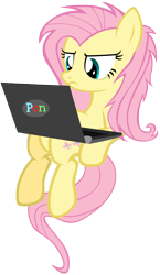 Size: 7999x13816 | Tagged: safe, artist:mmdfantage, character:fluttershy, absurd resolution, computer, female, laptop computer, simple background, solo, transparent background, vector, wingless