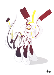 Size: 4000x5500 | Tagged: safe, artist:n_thing, absurd resolution, aperture science, glados, glowing eyes, ponified, portal (valve), solo