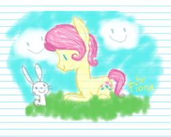 Size: 916x732 | Tagged: safe, artist:fiona, character:angel bunny, character:posey, lined paper, rule 63