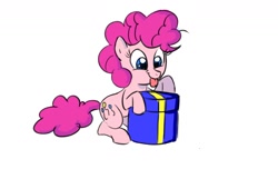 Size: 1280x778 | Tagged: safe, artist:thex-plotion, character:pinkie pie, female, filly, present, solo, tongue out