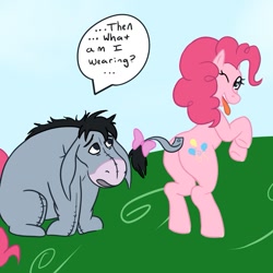 Size: 973x973 | Tagged: safe, artist:fluffikitten, character:pinkie pie, commission, crossover, eeyore, old, plot