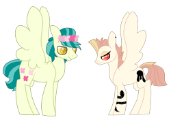 Size: 1600x1200 | Tagged: safe, artist:riisusparkle, oc, oc only, oc:comet orchid, oc:inkberry, parent:bulk biceps, parent:fluttershy, parents:flutterbulk, brother and sister, ear piercing, earring, floral head wreath, jewelry, next generation, offspring, piercing, siblings, simple background, tattoo, transparent background