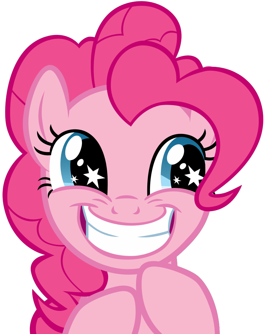 Size: 876x1100 | Tagged: safe, artist:atomicgreymon, character:pinkie pie, species:earth pony, species:pony, animated, female, grin, rapeface, reaction image, rubbing hooves, simple background, smiling, solo, starry eyes, transparent background, vector, wingding eyes