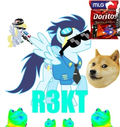 Size: 995x1054 | Tagged: safe, artist:longct18, character:derpy hooves, character:soarin', species:pegasus, species:pony, doge, doritos, female, locos tacos, mare, mlg, no scope, rekt, swag