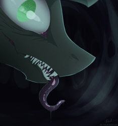 Size: 1280x1370 | Tagged: safe, artist:duh-veed, character:queen chrysalis, drool, explicit source, sharp teeth, tongue out