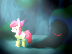 Size: 2592x1944 | Tagged: safe, artist:alexander56910, character:apple bloom, episode:bloom and gloom, g4, my little pony: friendship is magic, chest fluff, forest, shadow, shadow bloom