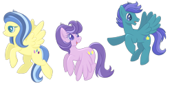 Size: 1280x640 | Tagged: safe, artist:orcakisses, character:clear skies, character:open skies, character:sunshower, species:pegasus, species:pony, episode:tanks for the memories, g4, my little pony: friendship is magic, open mouth, profile, simple background, transparent background, trio