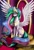 Size: 1401x2048 | Tagged: dead source, source needed, safe, artist:santagiera, character:princess celestia, species:alicorn, species:pony, g4, badass, clothing, crown, female, hoof shoes, jewelry, looking at you, mare, necklace, peytral, regalia, shoes, signature, sitting, smiling, smirk, solo, spread wings, three quarter view, throne, wings