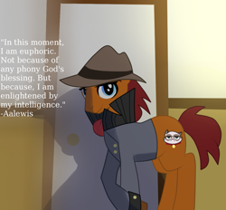 Size: 1247x1155 | Tagged: safe, artist:riisusparkle, aalewis, clothing, euphoric, hat, male, meme, solo, sourpuss, trilby