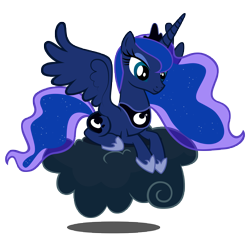 Size: 10000x10000 | Tagged: safe, artist:gratlofatic, character:princess luna, species:alicorn, species:pony, episode:luna eclipsed, g4, my little pony: friendship is magic, absurd resolution, cloud, cutie mark, female, hooves, horn, jewelry, lying on a cloud, mare, on a cloud, prone, regalia, simple background, solo, spread wings, tiara, transparent background, vector, wings