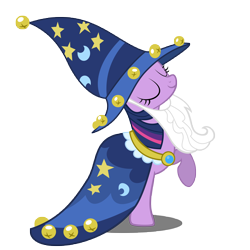 Size: 10000x10000 | Tagged: safe, artist:gratlofatic, character:twilight sparkle, species:pony, species:unicorn, episode:luna eclipsed, g4, my little pony: friendship is magic, absurd resolution, eyes closed, female, mare, raised hoof, simple background, solo, star swirl the bearded costume, transparent background, vector