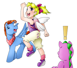 Size: 1760x1561 | Tagged: safe, artist:prettywitchdoremi, character:danny williams, character:spike, character:surprise, species:human, g1, humanized, ponified, species swap