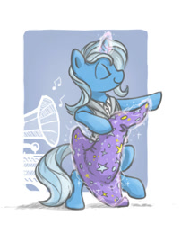 Size: 682x843 | Tagged: safe, artist:onkelscrut, character:trixie, species:pony, bipedal, dancing, female, gramophone, music, music notes, solo, trixie's hat