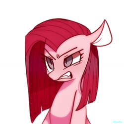 Size: 700x700 | Tagged: safe, artist:dilandau203, character:pinkamena diane pie, character:pinkie pie, species:earth pony, species:pony, female, grimdark source, gritted teeth, mare, simple background, solo, white background