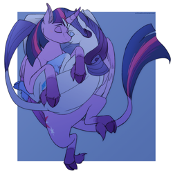 Size: 1350x1352 | Tagged: safe, artist:arcticwaters, character:rarity, character:twilight sparkle, character:twilight sparkle (alicorn), species:alicorn, species:classical unicorn, species:pony, species:unicorn, ship:rarilight, cloven hooves, cuddling, female, lesbian, mare, shipping, snuggling