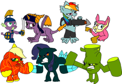 Size: 2268x1557 | Tagged: safe, artist:blackrhinoranger, character:applejack, character:fluttershy, character:pinkie pie, character:rainbow dash, character:rarity, character:spike, character:twilight sparkle, species:dragon, dragonified, mane six, skylanders, spyro the dragon