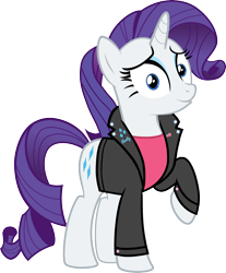 Size: 3372x4071 | Tagged: safe, artist:datnaro, artist:nickman983, artist:sebisscout1997, character:rarity, character:sunset shimmer, species:pony, 1950s, 50's fashion, clothing, costume swap, cutie mark, female, greaser, jacket, leather jacket, simple background, solo, transparent background, tunnel snakes, tunnel snakes rule, vector