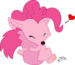 Size: 1280x1105 | Tagged: safe, artist:midnightblitzz, character:pinkie pie, species:wolf, cute, female, simple background, solo, species swap, tail hug, transparent background, vector