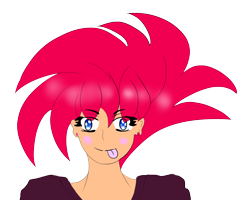 Size: 1280x1024 | Tagged: safe, artist:kaijeno, character:pinkie pie, species:human, alternate hairstyle, female, humanized, smiling, solo, tongue out