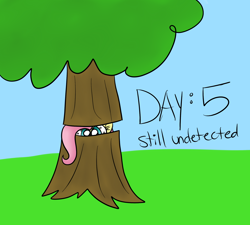 Size: 2000x1800 | Tagged: safe, artist:yourfavoritelove, character:fluttershy, female, fluttertree, hiding, solo, tree, tree costume