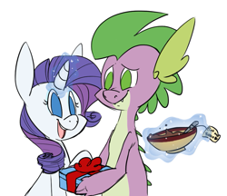 Size: 923x799 | Tagged: safe, artist:batlover800, character:rarity, character:spike, ship:sparity, female, interspecies, male, older, present, shipping, soup, straight