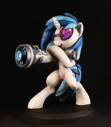 Size: 800x917 | Tagged: safe, artist:frozenpyro71, character:dj pon-3, character:vinyl scratch, species:pony, arm cannon, bass cannon, bipedal, clay, craft, irl, photo, sculpey, sculpture, solo