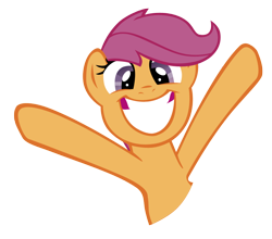 Size: 800x704 | Tagged: safe, artist:haloreplicas, character:scootaloo, hug, irrational exuberance, simple background, smiling, transparent background, vector