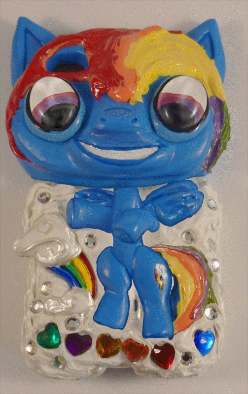 Size: 503x800 | Tagged: safe, artist:thelonelampman, character:rainbow dash, animated, creepy, custom, iphone, irl, nightmare fuel, not salmon, terrifying, wat