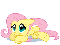 Size: 1000x755 | Tagged: safe, artist:pauuhanthothecat, character:fluttershy, cute, female, leaning, prone, shyabetes, smiling, solo