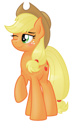 Size: 4056x6846 | Tagged: safe, artist:kruszyna25, character:applejack, absurd resolution, female, raised hoof, simple background, solo, transparent background, wink