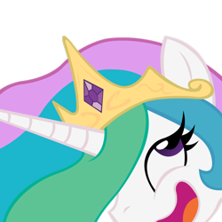 Size: 900x900 | Tagged: safe, artist:internationaltck, character:princess celestia, species:pony, bust, female, looking up, mare, open mouth, portrait, simple background, smiling, solo, transparent background, trollestia, trollface, vector