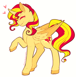 Size: 1280x1302 | Tagged: safe, artist:polkadot-creeper, character:sunset shimmer, species:alicorn, species:pony, alicornified, cute, female, happy, race swap, shimmerbetes, shimmercorn, solo