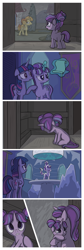 Size: 1280x3810 | Tagged: safe, artist:inkygarden, character:starlight glimmer, character:sunburst, character:twilight sparkle, character:twilight sparkle (alicorn), species:alicorn, species:pony, species:unicorn, episode:the cutie re-mark, castle, comic, crying, cute, double the glimmer, eyes closed, feels, female, filly, filly starlight glimmer, floppy ears, frown, glimmerbetes, heartwarming, hug, levitation, magic, mare, ponidox, ponies riding ponies, rain, self adoption, self ponidox, sitting, telekinesis, this will end in timeline distortion, time paradox, time travel, wavy mouth, wide eyes, younger