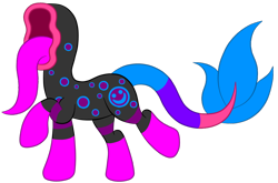 Size: 1038x685 | Tagged: safe, artist:silverromance, oc, oc only, oc:smiley the faceless traditional earth pony, creepy, no face, not salmon, original species, simple background, solo, story included, tongue out, transparent background, wat