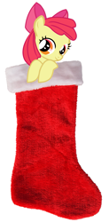 Size: 851x1730 | Tagged: safe, artist:creshosk, edit, character:apple bloom, adorabloom, christmas, christmas stocking, cute, female, peekaboo, peeking, simple background, sock, solo