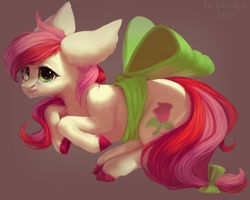 Size: 1024x819 | Tagged: safe, artist:pessadie, character:roseluck, big ears, bow, catface, cute, female, solo, tail bow