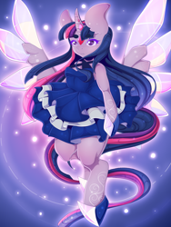 Size: 1200x1600 | Tagged: safe, artist:lovepuma69, character:twilight sparkle, character:twilight sparkle (alicorn), species:alicorn, species:anthro, species:pony, arm hooves, clothing, dress, ear fluff, hoof shoes, impossibly large ears, jewels