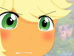 Size: 2675x2009 | Tagged: safe, artist:yuki endo, character:applejack, species:anthro, g1, ambiguous facial structure, face, female, gununu, high res, meme, reaction image, solo